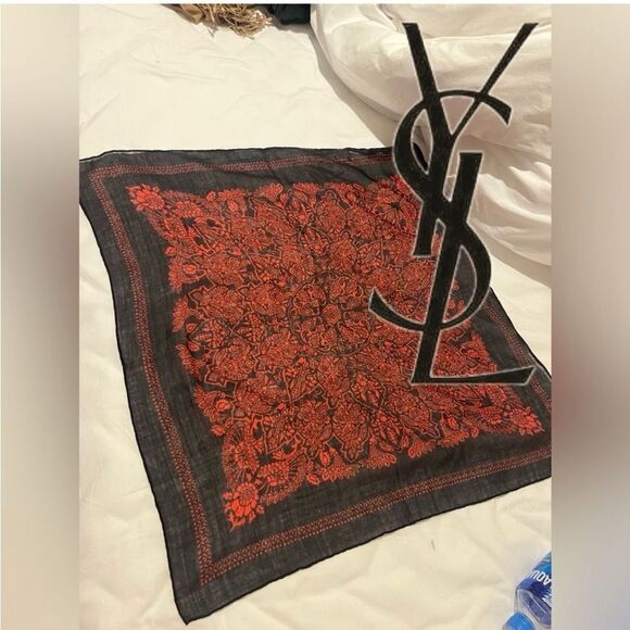 YSL wool & silk vintage scarf/neckerchief - Picture 3 of 9
